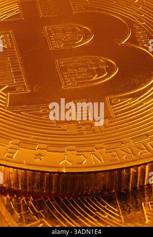 Bitcoin-Krypto-Makrobild aus nächster Nähe Stockfoto
