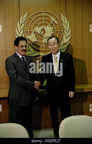 Vereinte Nationen - New York - USA - 21. September 2008 - Treffen des Generalsekretärs Ban Ki Moon mit S.E. Abdulrahman bin Hamd Al-Attiyah, Generalsekretär, Kooperationsrat für die arabischen Golfstaaten (Credit Image: Luiz Rampelotto/ZUMAPRESS.com) Stockfoto