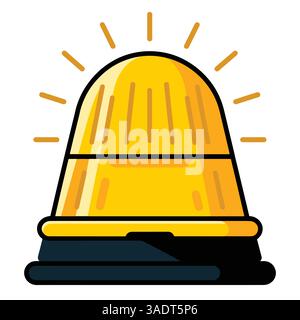 Gelbes Warnsirene-Symbol für Notlicht. Flaches Vektordesign, perfekt für Notfall-, Sicherheits- und Alarmkonzepte. Isoliert auf weißem Hintergrund für Web Stock Vektor