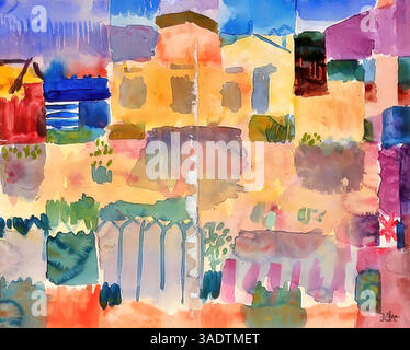 Garten in St. Germain, dem Europischen Viertel nahe Tunis. 1914: Paul Klee Stock Vektor