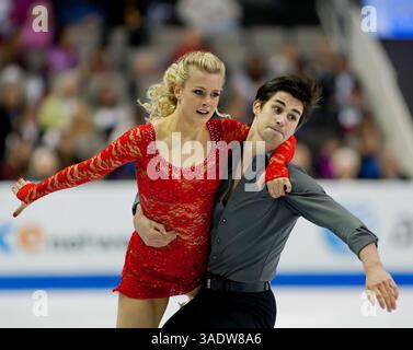 Am 28. Januar 2012 treten Madison Hubbell und Zachary Donohue bei der US-Eiskunstlauf-Meisterschaft 2012 im HP Pavilion in San Jose, CA, an. â© Damon Tarver/Cal Sport Media(Kreditbild: © Damon Tarver/Cal Sport Media/ZUMAPRESS.com) Stockfoto
