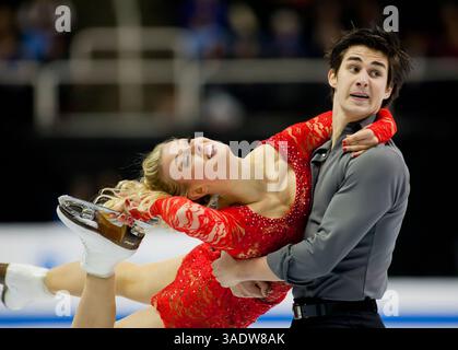Am 28. Januar 2012 treten Madison Hubbell und Zachary Donohue bei der US-Eiskunstlauf-Meisterschaft 2012 im HP Pavilion in San Jose, CA, an. â© Damon Tarver/Cal Sport Media(Kreditbild: © Damon Tarver/Cal Sport Media/ZUMAPRESS.com) Stockfoto