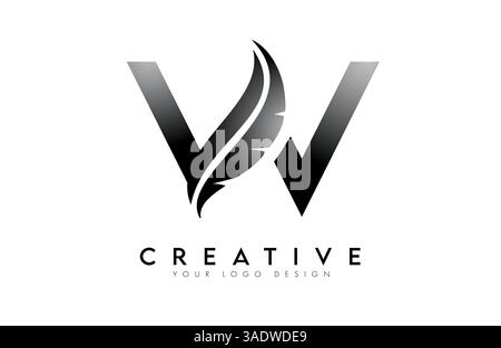 W Federbuchstabe-Logo. Kreatives Symbol des Buchstaben W-Alphabets Konzept Vektor-Illustration Stock Vektor