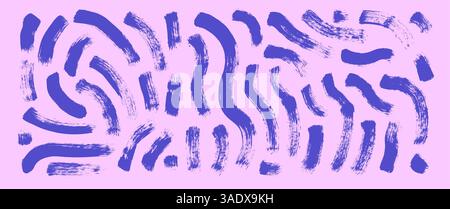 Zeichnen Sie wellenförmige Pinselstriche mit Hervorhebungslinien. Handgezeichnete Vektorquietsche unterstreichen Formen. Pinsel lineare Scribble-Elemente isoliert auf rosafarbenem Hintergrund Stock Vektor
