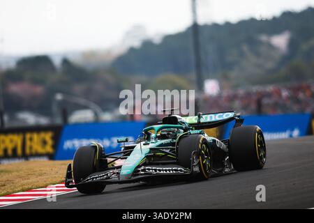 18 WALK Lance (CAN), Aston Martin F1 Team AMR25, Action während des Formel 1 Lenovo Japanese Grand Prix 2025, 3. Runde der FIA Formel 1 Weltmeisterschaft 2025 vom 4. Bis 6. April 2025 auf dem Suzuka Circuit in Suzuka, Japan Stockfoto