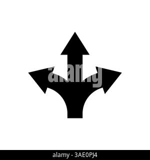 Divergenz der drei Pfeile in schwarzer Farbe auf weißem Hintergrund, die Richtung der Bewegung zum Erfolg im Unternehmen Stock Vektor