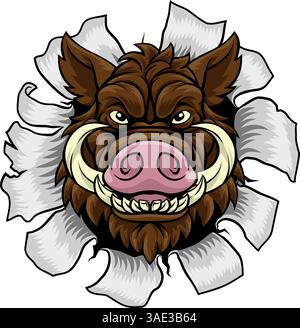 Wildschwein Razorback Warthog Pig Sports Maskottchen Stock Vektor