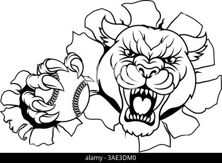 Panther Leopard Cougar Baseball Softball Maskottchen Stock Vektor