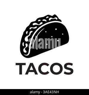 Design-Konzept für Vintage-Tacos-Logovorlagen. Einfache Tacos-Zeichen-Illustration, Vektor. Stock Vektor