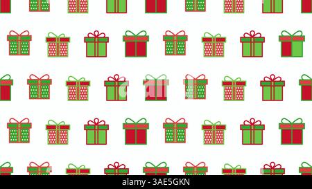Geschenkverpackungspapier mit Geschenkbox Muster mit Weihnachtsfarbe, Vektorillustration Stock Vektor