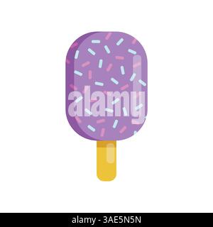 Flache Symbole festgelegt. Buntes Symbol. Sommer süßes kaltes Obst Essen Lolly Dessert. Stock Vektor