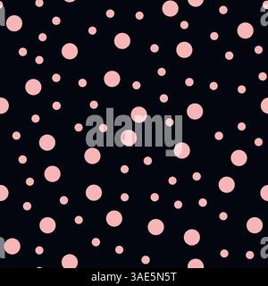 Nahtloses Muster mit rosafarbenen Formen auf schwarzem Hintergrund. Abstrakte, endlose Textur mit Kritzelpinselstrichen Stock Vektor