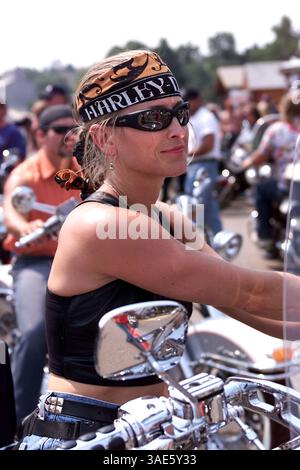 August 2000; Hulett, Wyoming, USA; Leute der Sturgis Motorradrallye - Hulett Ham und Jam... (Bild: Alan Carroll/ZUMAPRESS.com) Stockfoto