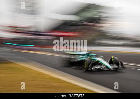Suzuka, Japan. April 2025. Lance Walk (CAN) von Aston Martin #18 während des Formel 1 Lenovo Japanese Grand Prix 2025 am Renntag auf dem Suzuka International Circuit, Suzuka, Japan am 6. April 2025Foto: Antoine Lapeyre/ABACAPRESS. COM Credit: Abaca Press/Alamy Live News Stockfoto