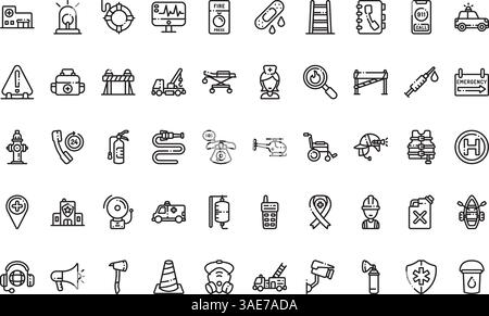 Notrufsymbole hochwertige Vektorsymbole Sammlung mit editierbarer Kontur. Ideal für professionelle und kreative Projekte Stock Vektor