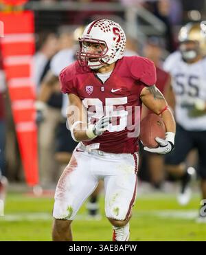 22. Oktober 2011: Stanford, der Tyler Gaffney (25) im NCAA Football-Spiel zwischen den Stanford Cardinal und den Washington Huskies im Stanford Stadium in Palo Alto, CA. Stanford besiegte Washington mit 65:21. â© Damon Tarver/Cal Sport Media(Kreditbild: © Damon Tarver/Cal Sport Media/ZUMAPRESS.com) Stockfoto