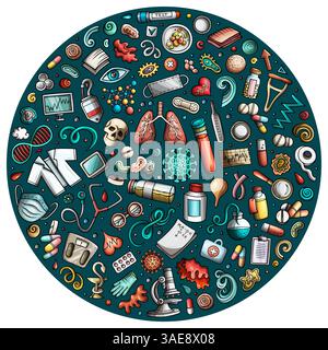 Zeichentrickserie von Medizinthemen Stock Vektor