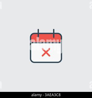 Minimalistisches Kalendersymbol, das ein abgebrochenes oder neu geplantes Ereignis darstellt Stock Vektor