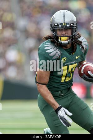 17. September 2011: Eric Dungy #19 in Aktion während des NCAA Football Spiels zwischen den Oregon Ducks und Southern Missouri im Autzen Stadium, Eugene OR (Credit Image: © Larry C. Lawson/Cal Sport Media/ZUMAPRESS.com) Stockfoto