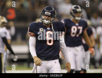 18. September 2011: New Orleans, LA, USA: Chicago Bears Quarterback Jay Cutler (6) ist im vierten Viertel eines NFL-Spiels gegen die New Orleans Saints zu sehen. Die New Orleans Saints besiegten die Chicago Bears (30–13) im Superdome in New Orleans, Louisiana, am Sonntag, den 18. September 2011. (Bild: © Brian Cassella/Chicago Tribune/MCT/ZUMAPRESS.com) Stockfoto