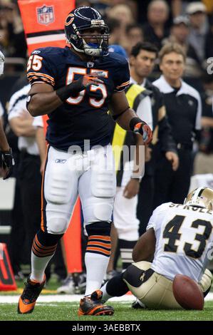 18. September 2011: Chicago Bears vor Linebacker Lance Briggs #55 während des NFL Football-Spiels zwischen den Chicago Bears und den New Orleans Saints im Louisiana Superdome in New Orleans, LA. (Bild: © Jonathan Bachman/Cal Sport Media/ZUMAPRESS.com) Stockfoto