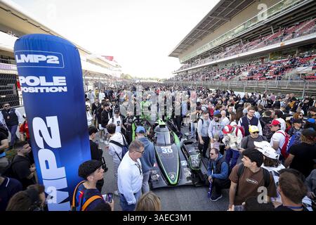 Ambiance Grille de Start, Startaufstellung während der 4 Stunden von Barcelona, 1. Runde der European Le Mans Series 2025 auf dem Circuit de Barcelona-Catalunya vom 4. Bis 6. April 2025 in Barcelona, Spanien Stockfoto