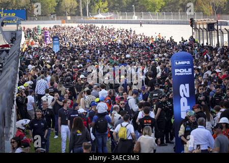 Ambiance Grille de Start, Startaufstellung während der 4 Stunden von Barcelona, 1. Runde der European Le Mans Series 2025 auf dem Circuit de Barcelona-Catalunya vom 4. Bis 6. April 2025 in Barcelona, Spanien Stockfoto