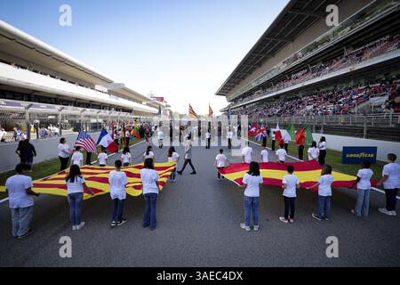 Ambiance Grille de Start, Startaufstellung während der 4 Stunden von Barcelona, 1. Runde der European Le Mans Series 2025 auf dem Circuit de Barcelona-Catalunya vom 4. Bis 6. April 2025 in Barcelona, Spanien Stockfoto
