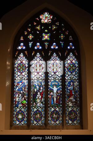 Das Ostfenster, St. David's Church, Moreton-in-Marsh, Gloucestershire, England, UK Stockfoto