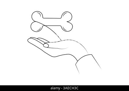 Dog Bone Single Line Art einfache Design Vektor Grafik Illustration Stock Vektor