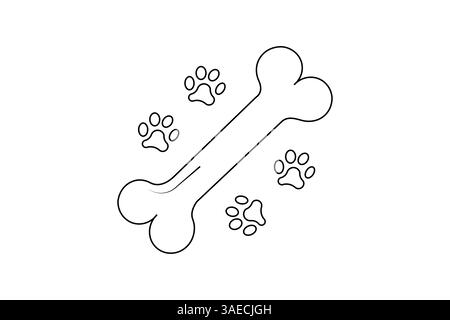 Dog Bone Single Line Art einfache Design Vektor Grafik Illustration Stock Vektor