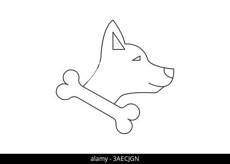Dog Bone Single Line Art einfache Design Vektor Grafik Illustration Stock Vektor