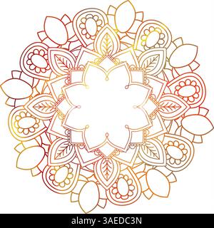 Verzierte Hindu-Mandala mit rotem Blumenmuster Stockfoto