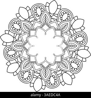 Komplizierte Mandala-Zeichnung für Farben und Dekoration Stockfoto