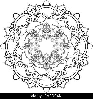 Exquisite Mandalas mit Blumenmuster für Erwachsene Stockfoto