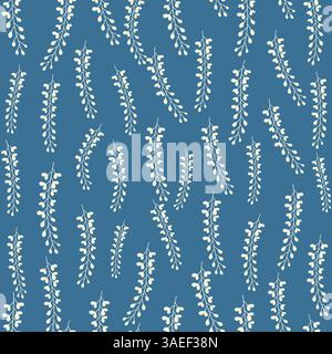 Zweifarbige Kontur nahtloses Muster mit Blumen und Blättern. Abstraktes Blumenmuster im Frühling, Sommerpastellmuster Stock Vektor