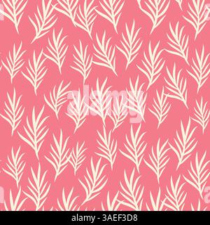 Zweifarbige Kontur nahtloses Muster mit Blumen und Blättern. Abstraktes Blumenmuster im Frühling, Sommerpastellmuster Stock Vektor