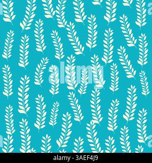 Zweifarbige Kontur nahtloses Muster mit Blumen und Blättern. Abstraktes Blumenmuster im Frühling, Sommerpastellmuster Stock Vektor