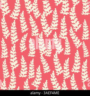 Zweifarbige Kontur nahtloses Muster mit Blumen und Blättern. Abstraktes Blumenmuster im Frühling, Sommerpastellmuster Stock Vektor