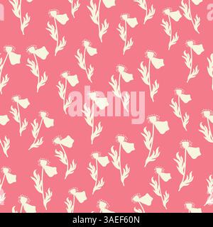 Zweifarbige Kontur nahtloses Muster mit Mohnblumen und Blättern. Abstraktes Blumenmuster im Frühling, Sommerpastellmuster Stock Vektor