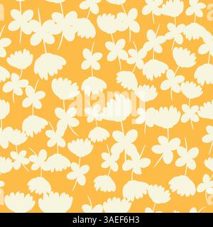 Dekoratives nahtloses Vintage-Muster im klassischen Stil mit kleinen Blüten, ditsy. Silhouetten von Blumen, zweifarbige Ornamente in Pastellfarben Stock Vektor