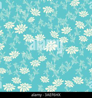 Dekoratives nahtloses Vintage-Muster im klassischen Stil mit kleinen Blüten, ditsy. Silhouetten von Blumen, zweifarbige Ornamente in Pastellfarben Stock Vektor