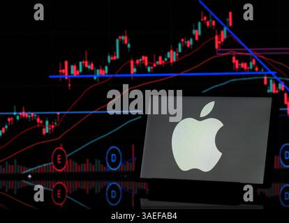In dieser Abbildung wird das Apple Inc.-Logo auf einem Monitor angezeigt. Stockfoto