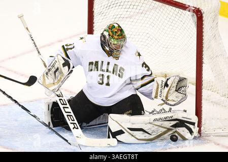 16. Dezember 2011 - Newark, New Jersey, Vereinigte Staaten von Amerika - der Torwart der Dallas Stars Richard Bachman (31) spart während des NHL-Spiels zwischen den Dallas Stars und den New Jersey Devils im Prudential Center in Newark, NJ (Credit Image: © Vinny Carchietta/Southcreek/ZUMAPRESS.com) Stockfoto