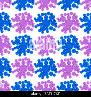 Vector Meta Ball Connect Dot Set. Nahtlose Molekülkette in Blau Pink. Kreisformen. Abstrakte Geometrische Punkte. Morphing Blob für Muster, Aufkleber, Abzeichen Stock Vektor