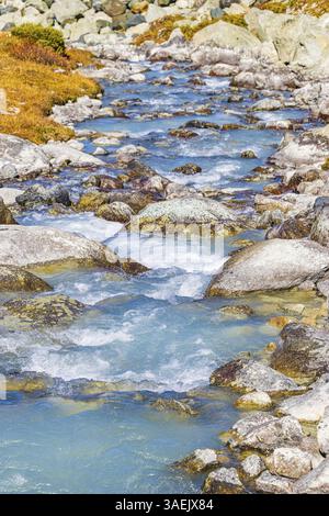 Gletscherbach vom Moiry-Gletscher, Val d'Anniviers, Walliser Alpen, Kanton Wallis, Schweiz, Europa Stockfoto