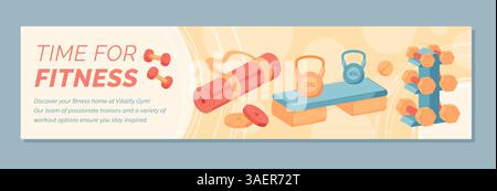 Hintergrund Des Flachen Fitness-Equipment-Banners Stock Vektor