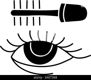 Kosmetik Make Up Wimpern schwarz Hand gezeichnet Symbol Stock Vektor
