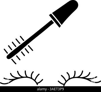 Kosmetik Make Up Wimpern schwarz Hand gezeichnet Symbol Stock Vektor