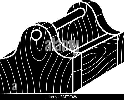 Vintage-Werkzeugkasten aus Holz, schwarz, handgezeichnetes Symbol Stock Vektor